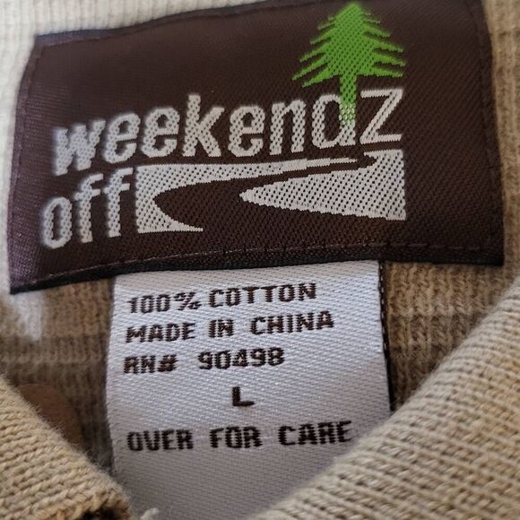 Weekendz off short sleeve tan heavy knit tee t-shirt L - Picture 7 of 7